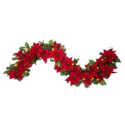Cheap 💯 Haute Décor 6ft. Pre-Lit LED Poinsettia Garland by Haute Decor 🧨 -Haute Decor Sales Store D330224S 3