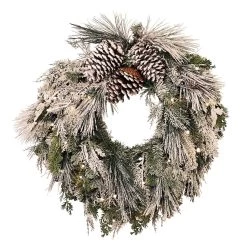 New 🧨 Haute Decor 24" Pre-Lit Snowfall Creek Wreath 💯