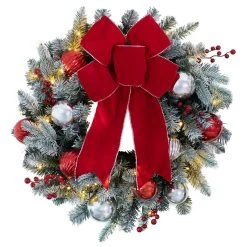 Discount 🧨 Haute Decor 24" White LED Frosted Wreath ❤️