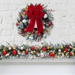Discount 🧨 Haute Decor 24" White LED Frosted Wreath ❤️ -Haute Decor Sales Store D348952S 3