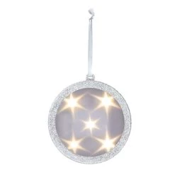 Hot Sale 🎉 Haute Decor 4.5" Silver Lighted Holographic 🎄 Christmas Ornament 🛒
