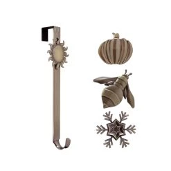 Cheap 👍 Haute Decor Rubbed Bronze Adjustable Wreath Hanger with Nature Icons 👍