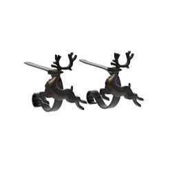 Best Sale 👍 Original MantleClip® Matte Black Reindeer Icons Stocking Holders, 2ct. by Haute Decor 🧨