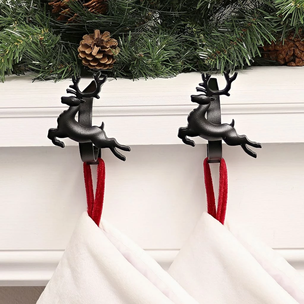 Best Sale π Original MantleClip® Matte Black Reindeer Icons Stocking Holders, 2ct. by Haute Decor 𧨠2 Best Sale π Original MantleClip® Matte Black Reindeer Icons Stocking Holders, 2ct. by Haute Decor 𧨠- Image 2