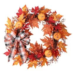 Buy 👍 Haute Decor 26" Pre-lit 🧛 Halloween Plaid Wreath 💯