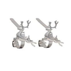 Best Sale ⌛ Original MantleClip® Silver Reindeer Icons Stocking Holders, 2ct. by Haute Decor 🧨