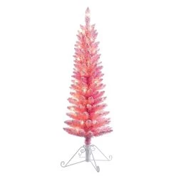 Wholesale β¨ Haute Decor 4ft. Pre-Lit Cotton π¬ Candy Pink Flocked Fir Artificial β Christmas Tree, Clear Lights π€©