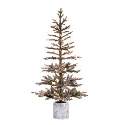 Discount 🥰 Haute Decor 5ft. LED Flocked Timberland Fir Potted Tree ⌛