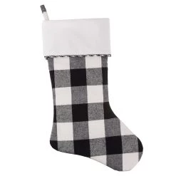Flash Sale 👍 Haute Decor HangRight Black & White Buffalo Check 🎄 Christmas Stocking 🎉
