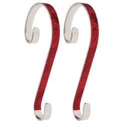 New 🥰 Haute Decor Stocking Scroll® Red Glitter Stocking Holders, 2ct. 😀