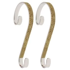 Best deal ⭐ Haute Decor Stocking Scroll® Gold Glitter Stocking Holders, 2ct. 🥰