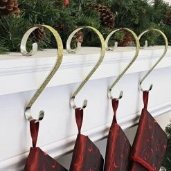 Deals 🔔 Haute Decor Stocking Scroll® Gold Glitter Stocking Holders, 4ct. ⭐ -Haute Decor Sales Store D349651S 2