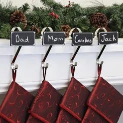 Deals 🌟 Haute Decor Stocking Scroll® Silver Stocking Holders with Chalkboard Icons, 4ct. 🎉 -Haute Decor Sales Store D349659S 2