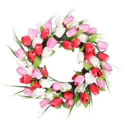Brand new 💯 Haute Decor 22" Pink & White Tulip Wreath 🤩