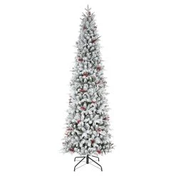 Wholesale 🎉 9ft. Pre-Lit Flocked Lexington Artificial Fir 🎄 Christmas Tree, Warm White LED Lights by Haute Decor ⌛