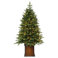 Cheap 🎉 4.5ft. Pre-Lit Noble Fir Artificial 🎄 Christmas Tree in Pot, Warm White LED Lights by Haute Decor 😉