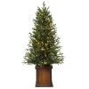Discount 🎉 4.5ft. Pre-Lit New Haven Fraser Fir Artificial ❄ Christmas Tree in Pot, Warm White LED Lights by Haute Decor 🔔