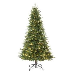 Best deal 🌟 7.5ft. New Haven Fraser Fir Artificial 🔔 Christmas Tree, Warm White LED Lights by Haute Decor 🔥