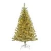 Budget 🌟 7.5ft. Pre-Lit Champagne Gold Tinsel Artificial 🎅 Christmas Tree, Warm White LED Lights by Haute Decor ⭐
